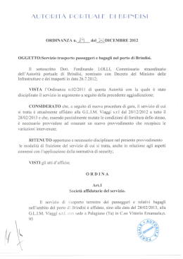 Ordinanza n. 19 del 20/12/2012 - Autorit&agrave; Portuale di Brindisi