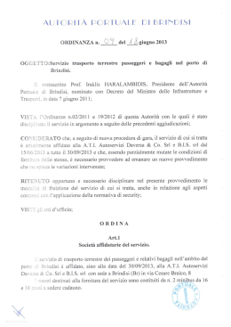 Ordinanza n. 9 del 18.06.2013 - Autorit&agrave; Portuale di Brindisi