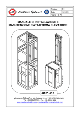 istruzione per l`uso e la manutenzione dell`ascensore elettrico a funi
