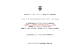 LIBRETTO DELLE LEZIONI DEL CORSO DI MODELLI E METODI