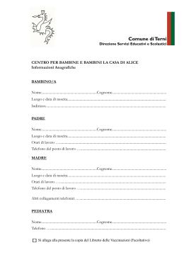 Modulistica Centro per Bambine e Bambini La Casa di Alice