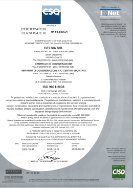 Certificazione ISO 9001 Gelsia