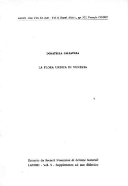 La flora urbica di Venezia - Istituto Veneto di Scienze Lettere ed Arti