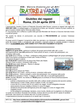 Giubileo dei ragazzi Roma, 23-24 aprile 2016