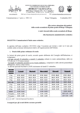 Inizio anno scolastico 2015-2016 - Istituto Comprensivo di Borgo