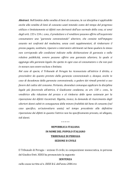 Trib. Perugia, 9 gennaio 2012, n. 77. Vendita di bene di consumo