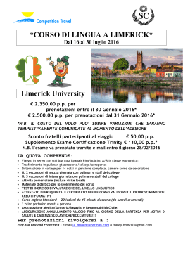 CORSO DI LINGUA A LIMERICK* Limerick University