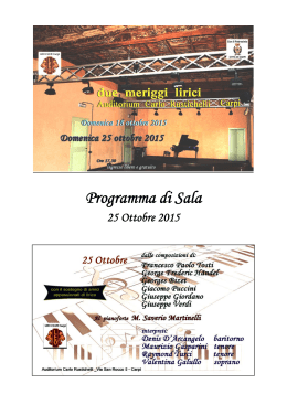 Programma di Sala - Maurizio Gasparini