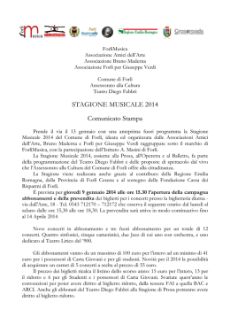 STAGIONE MUSICALE 2014 Comunicato Stampa