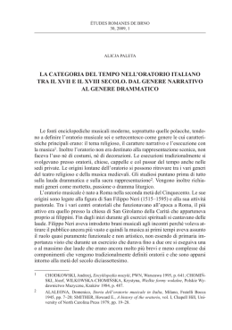 la categoria del tempo nell`oratorio italiano tra il xvii e il xviii secolo