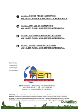 manuale d`uso per le incubatrici mg 140/200 rurale