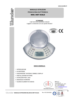 manuale istruzioni pesacucina elettronica mod. diet