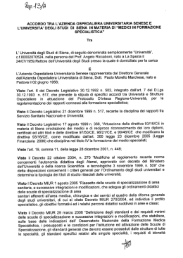 Accordo "medici in formazione specialistica"