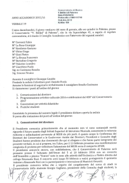CONSIGLIO ACCADEMICO VERBALE N. 19