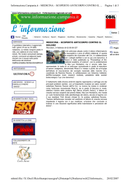 Pagina 1 di 3 Informazione.Campania.it - MEDICINA