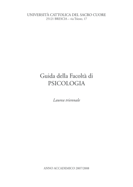 Facolt&agrave; di Psicologia - Universit&agrave; Cattolica del Sacro Cuore