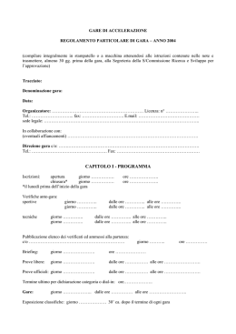 Regolamento Particolare di Gara