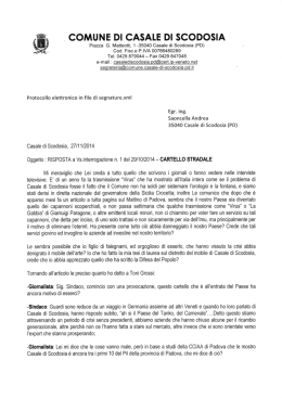 Risposta all`interrogazione sul cartello stradale