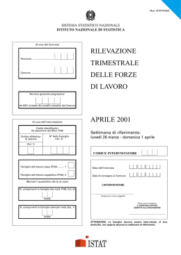 rilevazione trimestrale delle forze di lavoro aprile 2001