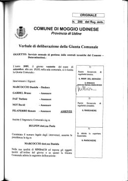 In. 200 del Reg. delib&igrave; - Comune di Moggio Udinese