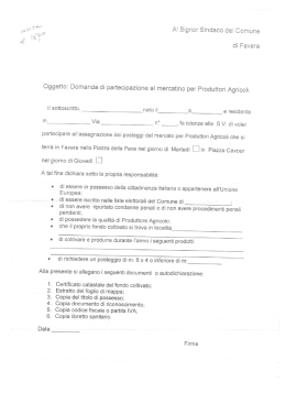 Al Signor Sindaco dei Comune