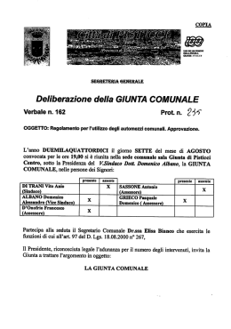 Regolamento utilizzo dei mezzi comunali