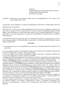 Al Sindaco Al Responsabile per la prevenzione della corruzione Al