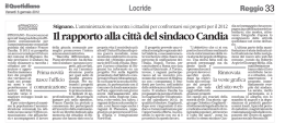 stignano, il rapporto alla citt&agrave; del sindaco candia.