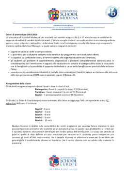 Criteri di ammissione 2015-2016 La International School of Modena