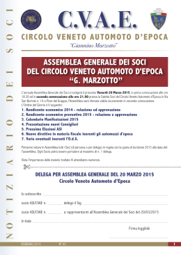 Notiziario Febbraio 2015 - Circolo Veneto Automoto d`Epoca