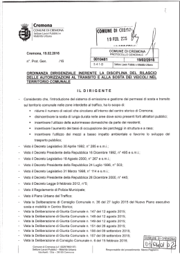 Ordinanza dir. inerente la disciplina del rilascio delle aut. al transito