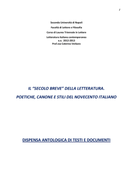 Nuova dispensa antologica - Dipartimento di Lettere e Beni
