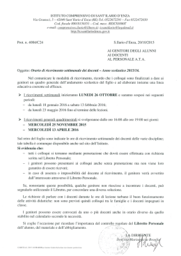 Orario ricevimento docenti scuola secondaria di I grado a.s. 15/16