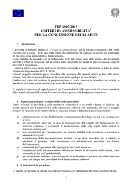 fep 2007/2013 criteri di ammissibilita` per la concessione degli aiuti