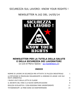 sicurezza sul lavoro: know your rights ! newsletter n