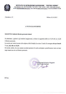 Sollecito ritiro libretto degli studenti