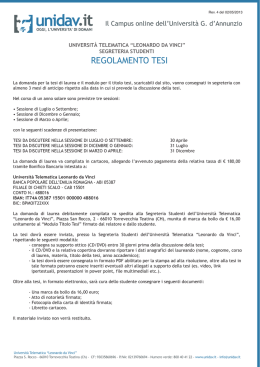 Scarica il regolamento per la domanda della tesi di laurea