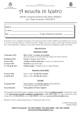 Attività e progetti promossi dal Teatro Alighieri per l`Anno Scolastico
