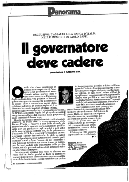 Memorie di Paolo Baffi - Universit&agrave; degli Studi di Bergamo
