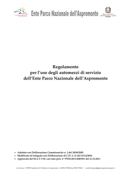 Regolamento per l`uso degli automezzi di servizio dell`Ente Parco