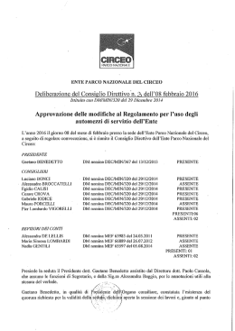 Deliberazione del Consiglio Direttivoh. 33 dell`08 febbraio 2016