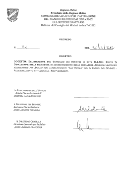 Decreto del Commissario ad acta n. 71 del 31