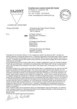 Lettera in prefettura - Comitato Sopravvissuti del Vajont