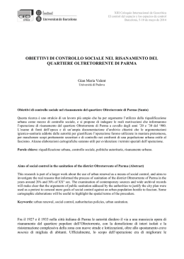 obiettivi di controllo sociale nel risanamento del quartiere