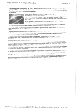 Legge di stabilit&agrave;, 20 milioni perla banda larga