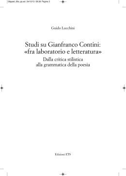 Studi su Gianfranco Contini: «fra laboratorio e