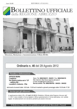 Ordinario 29 - 08 -2012, n. 46 - Bollettino Ufficiale Regione Abruzzo