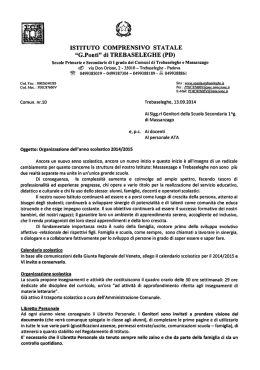 Organizzazione dell`anno scolastico 2014/2015