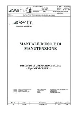 Manuale uso e manutenzione impianto cremazione