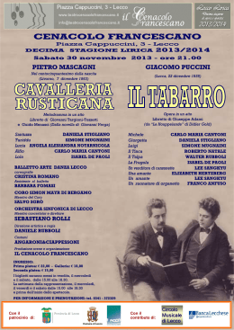 Cavalleria Tabarro - Teatro Cenacolo Francescano